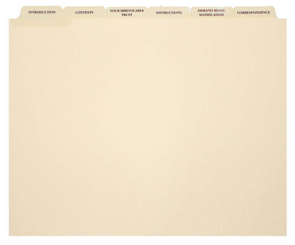 6 Set Irrevocable Trust Dividers 1/6 cut $3.00 ea