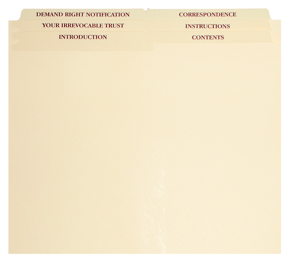 6 Set Irrevocable Trust Dividers 1/2 cut $3.00 ea.