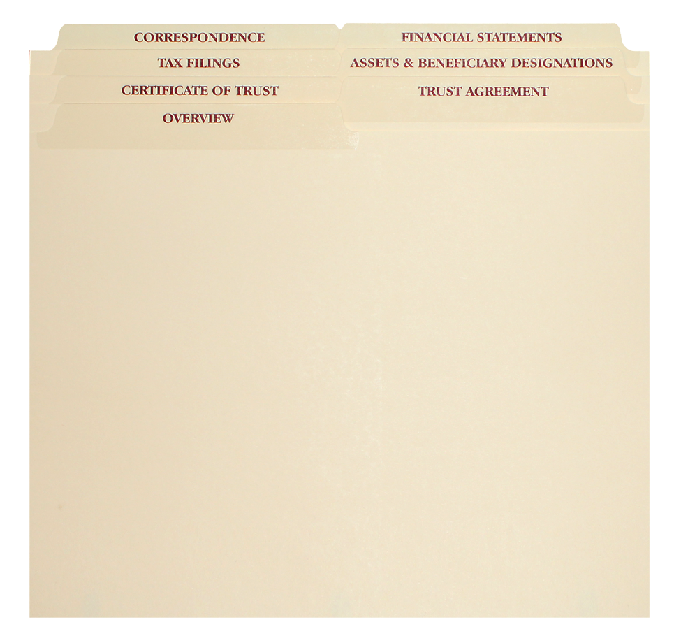 7 Set Retirement Trust Dividers 1/2 cut $3.00 ea.