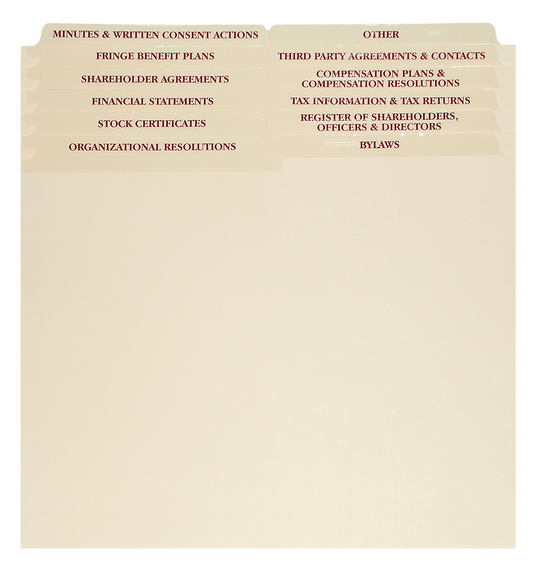 12 Set Corporate Document Dividers 1/2 cut $3.40 ea.